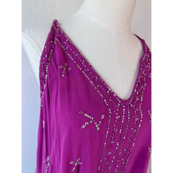 Free People Beaded Sequin Tunic Dress Purple size Medium - Picture 4 of 9